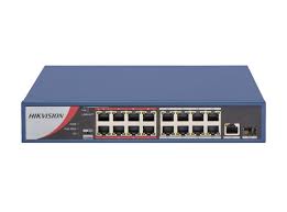 Hikvision 16 Port 100 Mbps Long-Range Unmanaged PoE Switch, 1 x Gig Uplink, 1 SFP