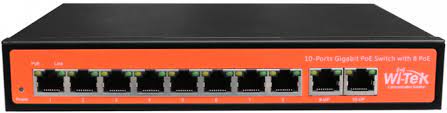 Wi-Tek 8GE+2GE uplink Full Giga 802.3af/at PoE Switch w/ 8 Port PoE